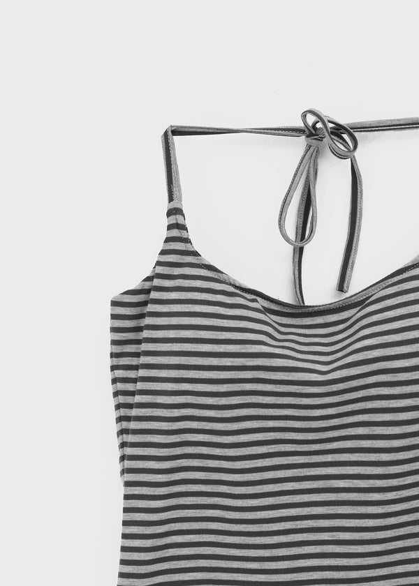 Rikong Stripe Halter Sleeveless (Built-in Cap)