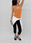 Milky She Striped Halter Sleeveless