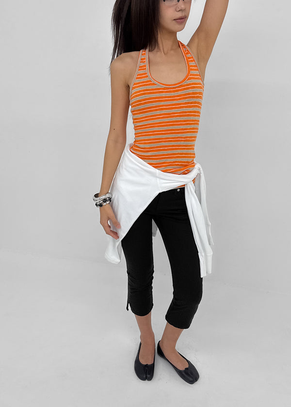 Milky She Striped Halter Sleeveless