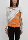 Milky She Striped Halter Sleeveless
