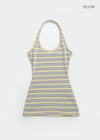 Milky She Striped Halter Sleeveless