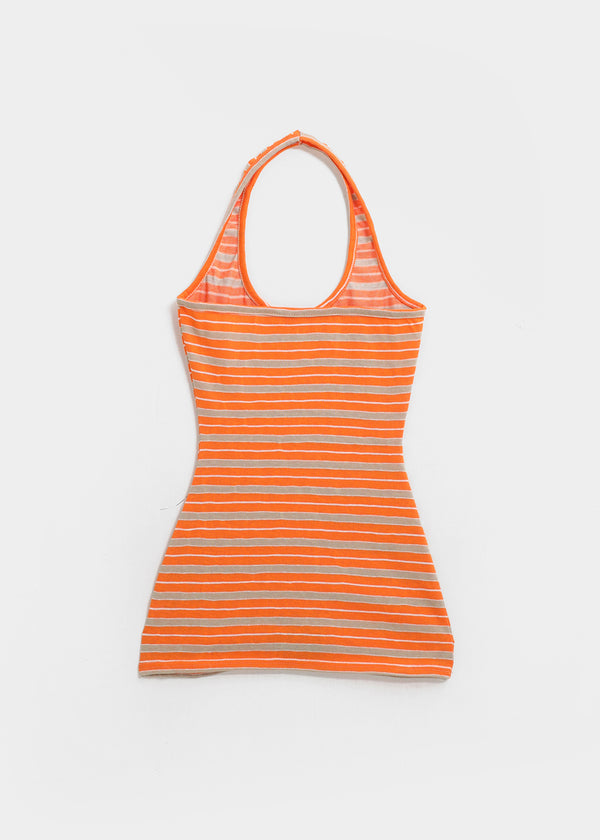 Milky She Striped Halter Sleeveless