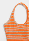 Milky She Striped Halter Sleeveless