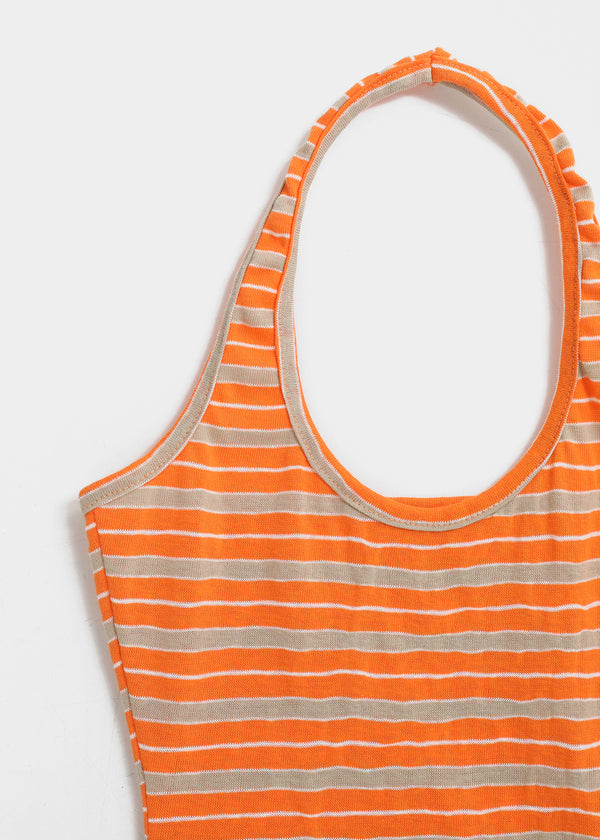 Milky She Striped Halter Sleeveless