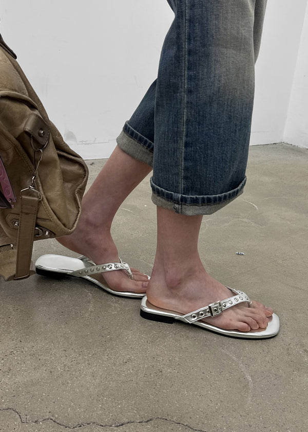 Mikaya Studded Leather Flip-flops