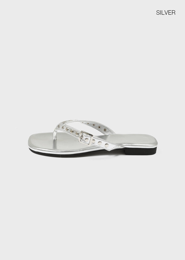 Mikaya Studded Leather Flip-flops