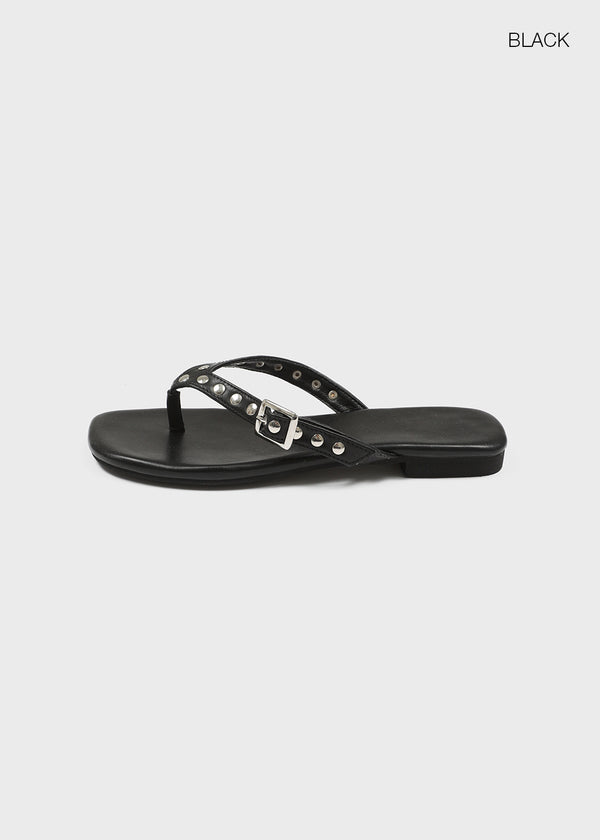 Mikaya Studded Leather Flip-flops