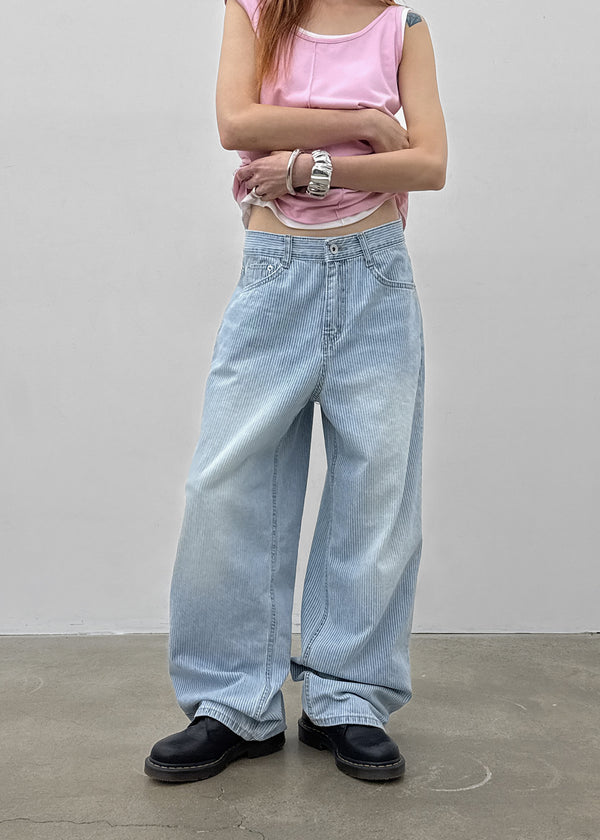 Gemmon Striped Wide Denim Pants