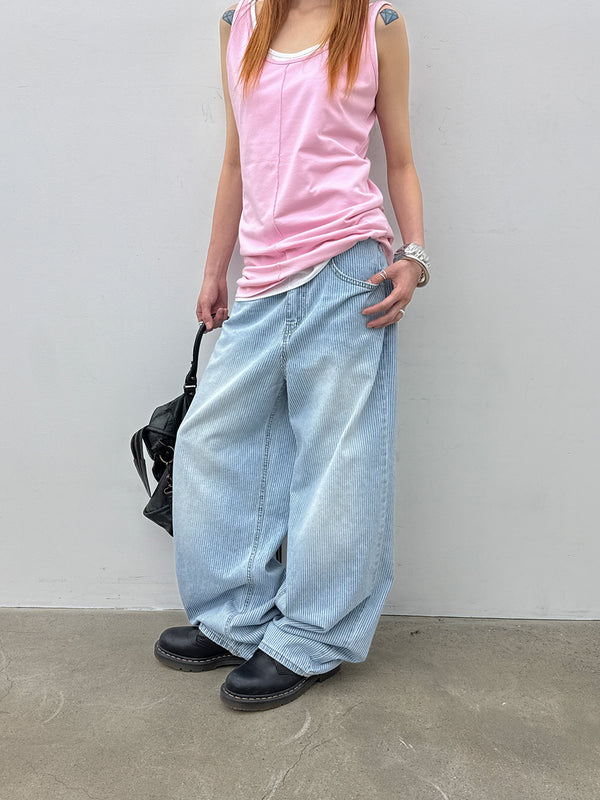 Gemmon Striped Wide Denim Pants