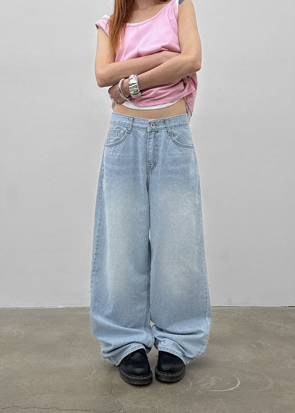 Gemmon Striped Wide Denim Pants