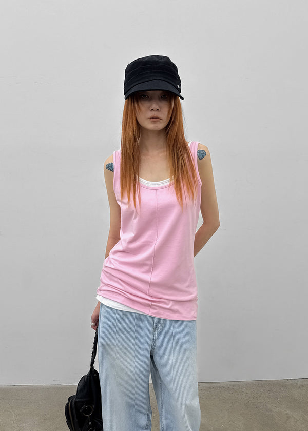 [MADE] Neko Pintuck Long Sleeveless Top