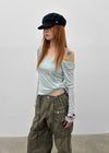 Philove Tencel Wide U-neck Long Sleeve Tee