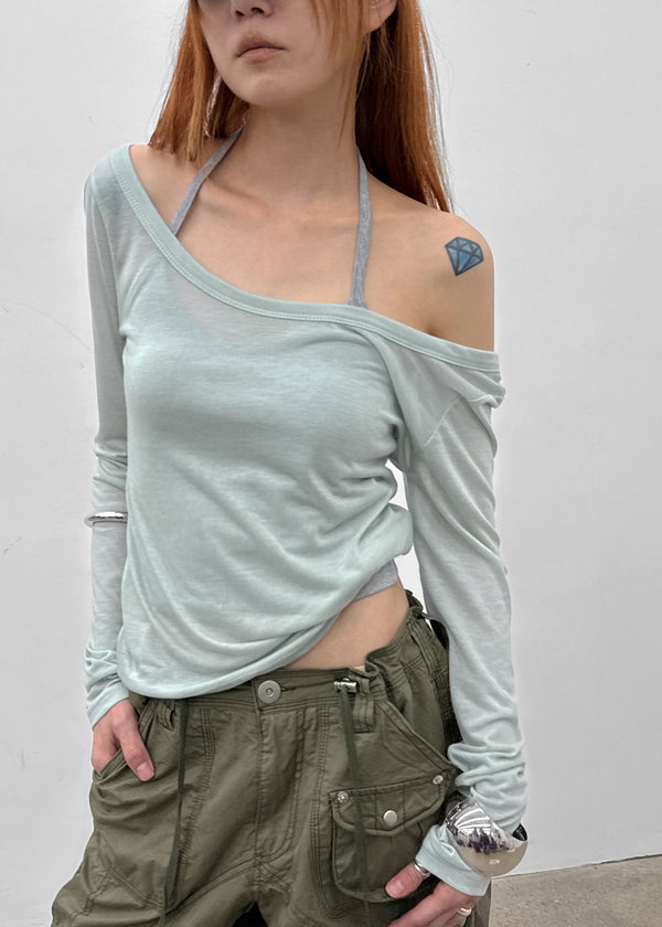 Philove Tencel Wide U-neck Long Sleeve Tee