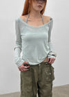 Philove Tencel Wide U-neck Long Sleeve Tee