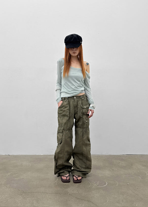 Philove Tencel Wide U-neck Long Sleeve Tee
