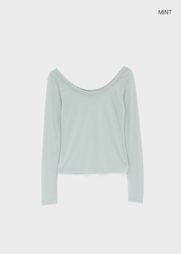 Philove Tencel Wide U-neck Long Sleeve Tee