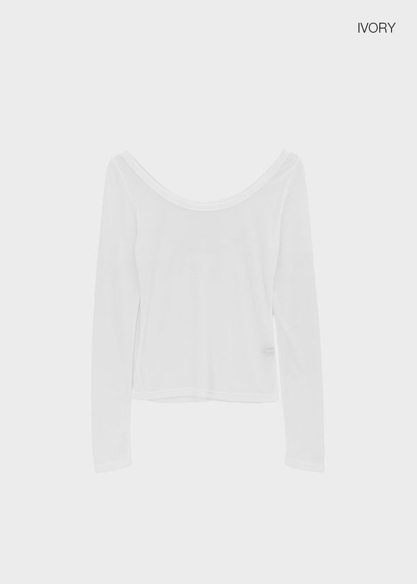 Philove Tencel Wide U-neck Long Sleeve Tee