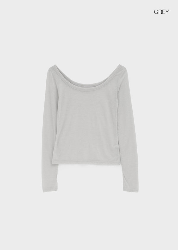 Philove Tencel Wide U-neck Long Sleeve Tee