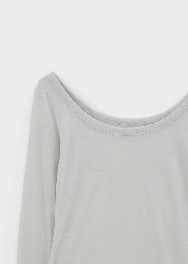 Philove Tencel Wide U-neck Long Sleeve Tee