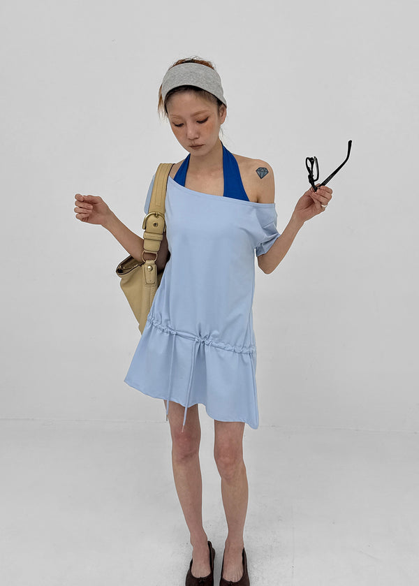 [MADE] Heyti String Off-Shoulder Mini Dress
