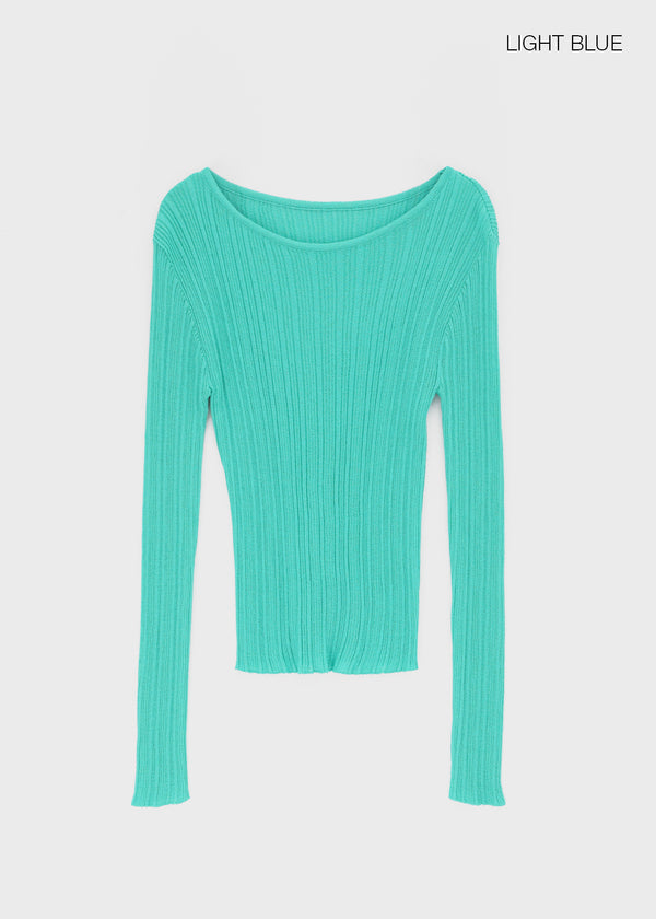 Pangk Pleated Long Sleeve Summer Knit (Set Available)