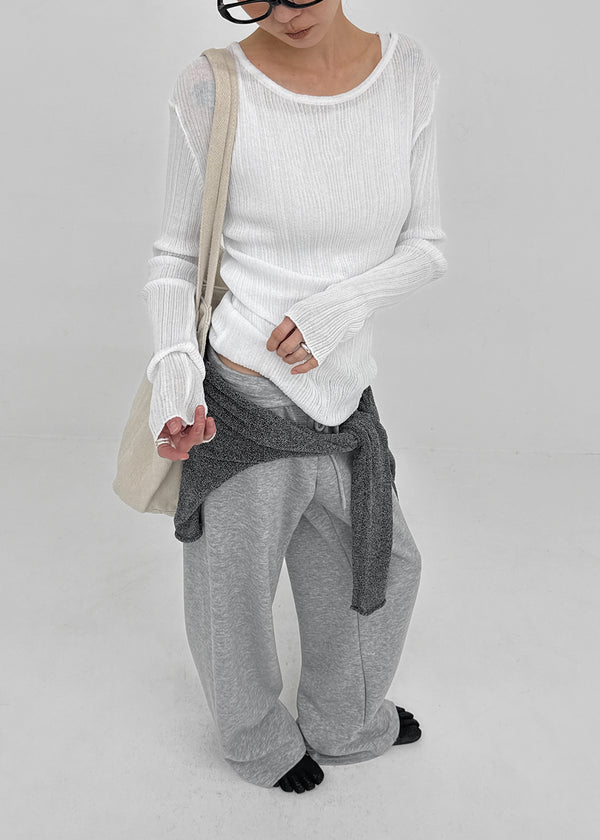 Pangk Pleated Long Sleeve Summer Knit (Set Available)