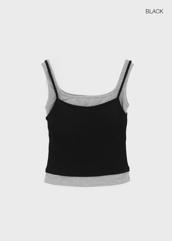 Rabiden Layered Sleeveless Top (Built-in Cap)