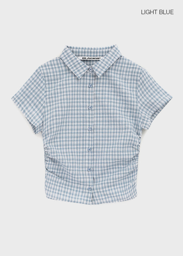[MADE] Seriu Checked Shirring Short-Sleeve Shirt