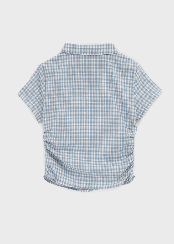 [MADE] Seriu Checked Shirring Short-Sleeve Shirt