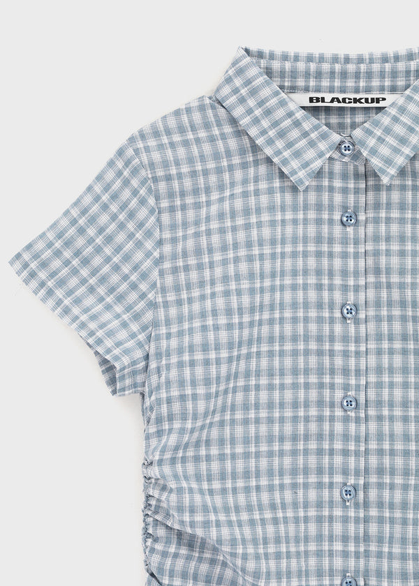 [MADE] Seriu Checked Shirring Short-Sleeve Shirt