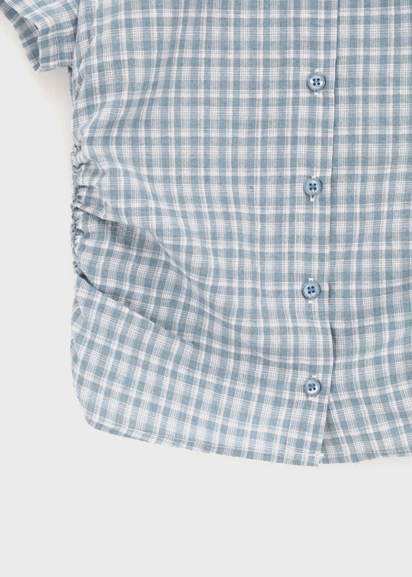 [MADE] Seriu Checked Shirring Short-Sleeve Shirt