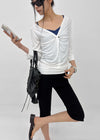 Rompoing Twisted V-neck Sleeveless Tee