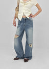 Foamco Damaged Low-waisted Straight Denim Pants