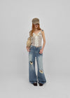 Foamco Damaged Low-waisted Straight Denim Pants