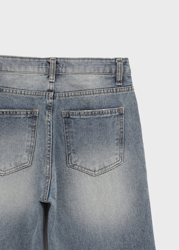 Foamco Damaged Low-waisted Straight Denim Pants