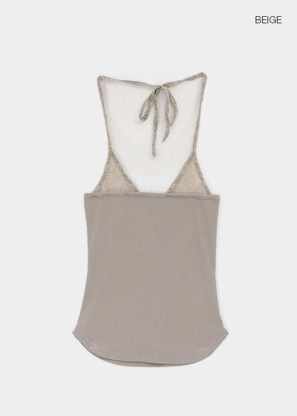 Seoru Lace Rounded Halter Sleeveless
