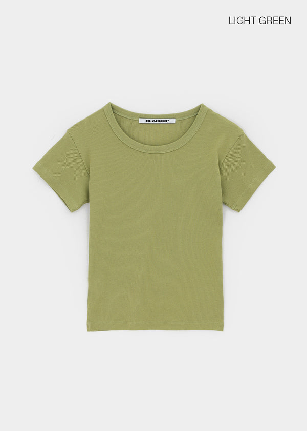 [B-BASIC] U Neck Ribbed Short Sleeve Tee 2 Size