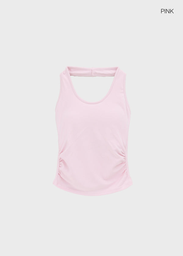 Pikung Shirred Crop Halter Sleeveless (Built-in Cap)