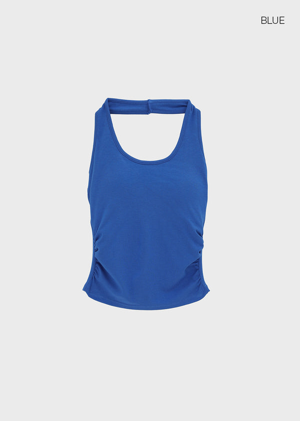 Pikung Shirred Crop Halter Sleeveless (Built-in Cap)