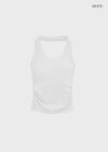 Pikung Shirred Crop Halter Sleeveless (Built-in Cap)
