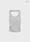 Pikung Shirred Crop Halter Sleeveless (Built-in Cap)