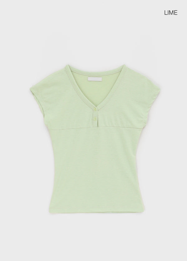 Serim V-neck Button Short-sleeve Tee