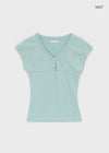 Serim V-neck Button Short-sleeve Tee