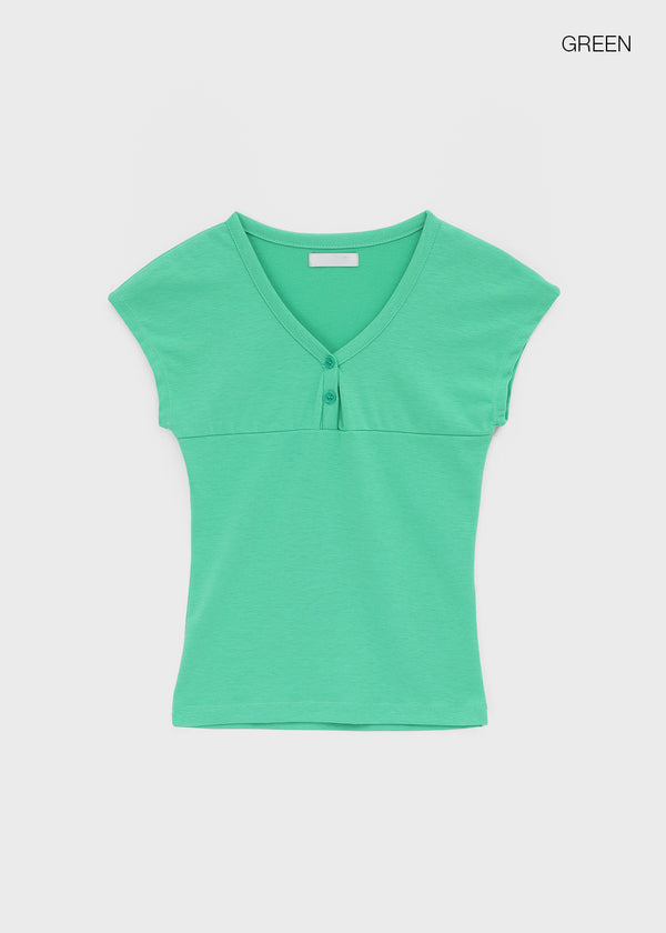 Serim V-neck Button Short-sleeve Tee