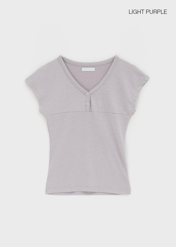 Serim V-neck Button Short-sleeve Tee