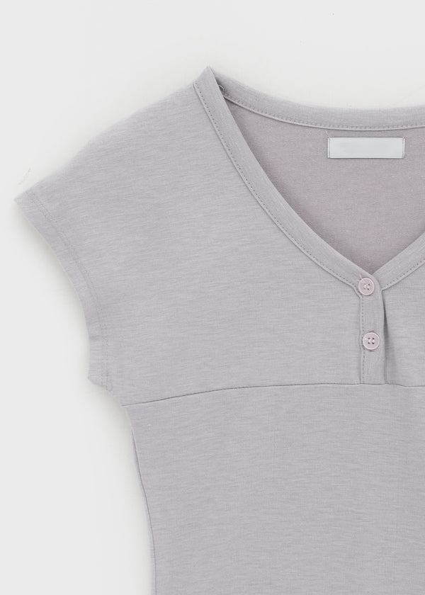 Serim V-neck Button Short-sleeve Tee