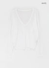 [MADE] Tesieth Sheer Deep V-Neck Knit Top