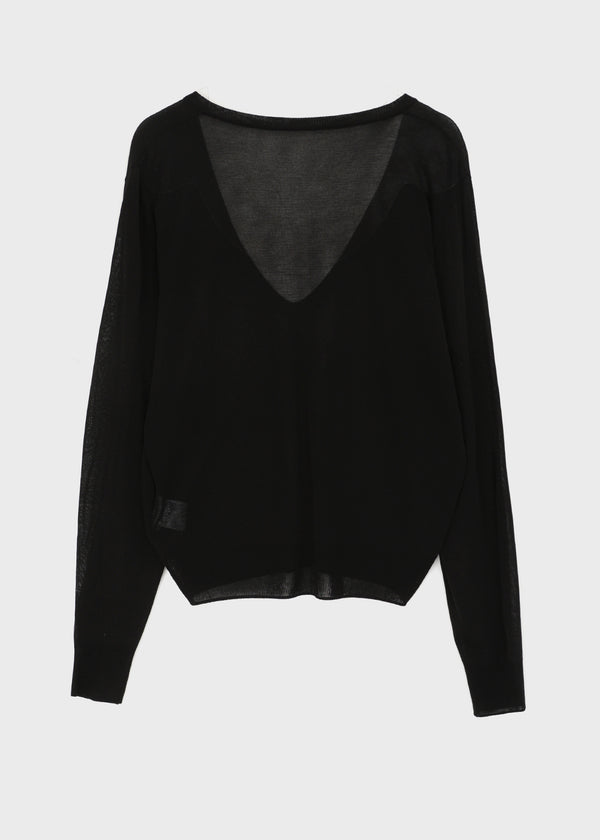[MADE] Tesieth Sheer Deep V-Neck Knit Top