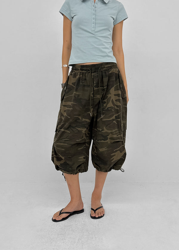 (UNISEX) GeulEum Camo Bermuda Banding Pants