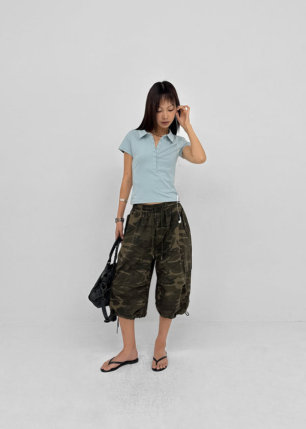 (UNISEX) GeulEum Camo Bermuda Banding Pants